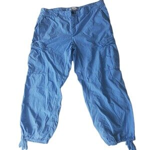 VTG Tommy Hilfiger Y2k Blue Womens  Sz 16 Cargo Pant Straight Leg Baggy Gorpcore